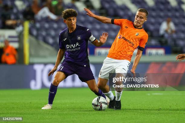 RSCA Futures Theo Leoni pictured during a soccer match between RSC Anderlecht Futures and KMSK Deinz
