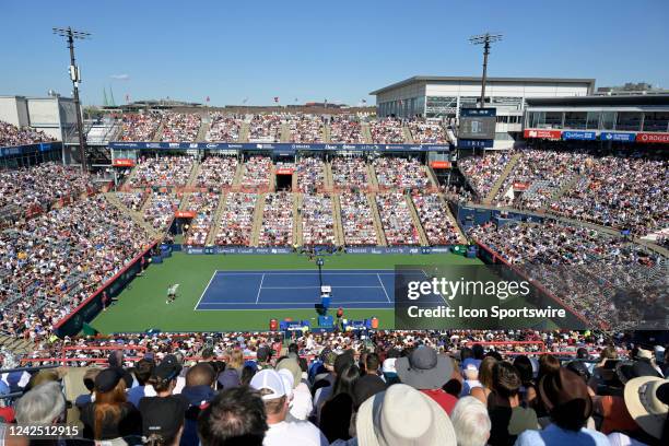 Center Court as seen with the first serve of Pablo Carreno Busta during the final match to opponent Hubert Hurkacz at National Bank Open at Stade IGA...