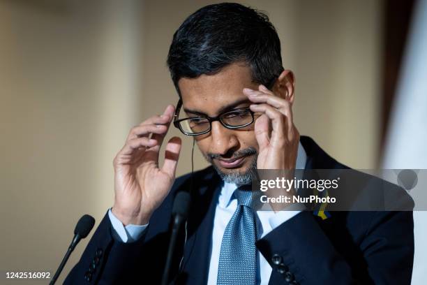 Of Alphabet and Google Sundar Pichai in Warsaw, Poland on March 29, 2022