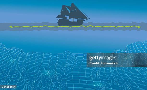 ilustrações, clipart, desenhos animados e ícones de silhouette of a sailboat in the sea - mode