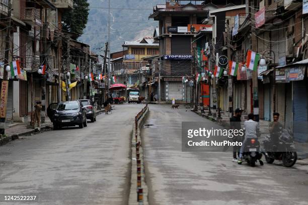 Closed shop on India's Independence day in Baramulla Jammu and Kashmir India on 15 August 2022