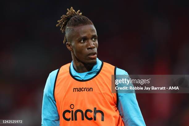 Wilfried Zaha of Crystal Palace during the Premier League match between Liverpool FC and Crystal Palace at Anfield on August 15, 2022 in Liverpool,...