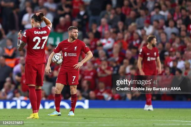 James Milner of Liverpool dejected after Wilfried Zaha of Crystal Palace scored a goal to make it 0-1 during the Premier League match between...