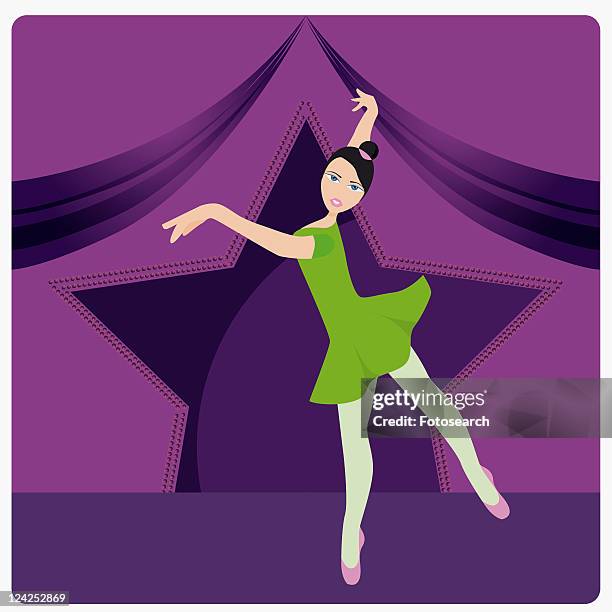 portrait of a young woman dancing - ballet shoe stock illustrations