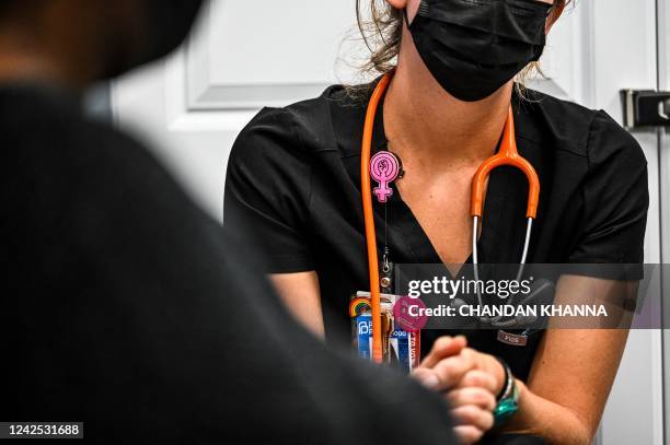 Woman, who chose to remain anonymous, has her vitals checked before receiving an abortion at a Planned Parenthood Abortion Clinic in Jacksonville,...