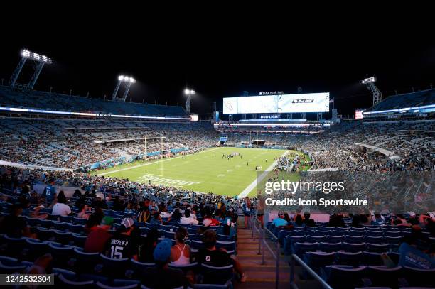 General view of the field during the game between the Cleveland Browns and the Jacksonville Jaguars on August 12, 2022 at TIAA Bank Field in...