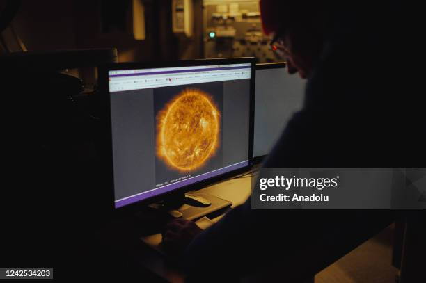 Mr. Jan Rybak, head of the LOS working on his daily research by using the double coronagraph inside the dome of the Lomnicky Observatory Station run...