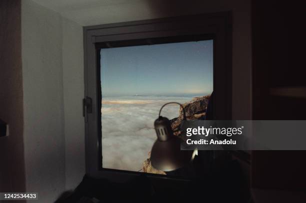 View from a room at Lomnicky Observatory Station run by the Astronomical Institute of Slovak Academy of Sciences, where scientist carry out a...