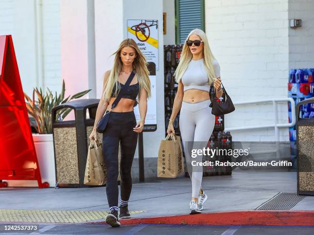 Dasha Alexandria and Georgia Sinclair are seen on August 15, 2022 in Los Angeles, California.