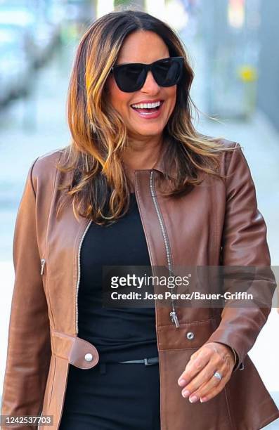 Mariska Hargitay is seen at film set of the 'Law and Order: Special Victims Unit' TV Series on August 15, 2022 in New York City.