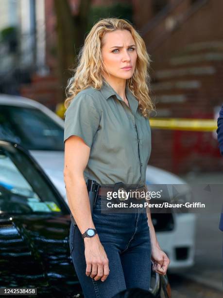 Shantel VanSanten is seen at film set of the 'FBI' TV Series on August 15, 2022 in New York City.