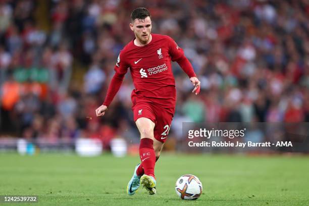 Andrew Robertson of Liverpool during the Premier League match between Liverpool FC and Crystal Palace at Anfield on August 15, 2022 in Liverpool,...