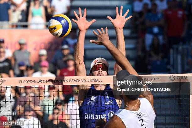 Norway's Christian Sorum vies with Israel's Netanel Ohana during the Men's Preliminary match between Norway's Anders Mol and Christian Sorum against...