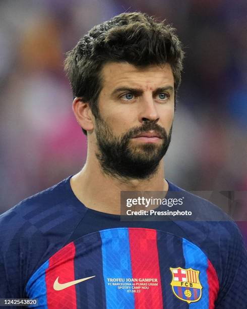 Gerard Pique of FC Barcelona during the Joan Gamper trophy match between FC Barcelona and Pumas played at Spotify Camp Nou Stadium on August 7, 2022...