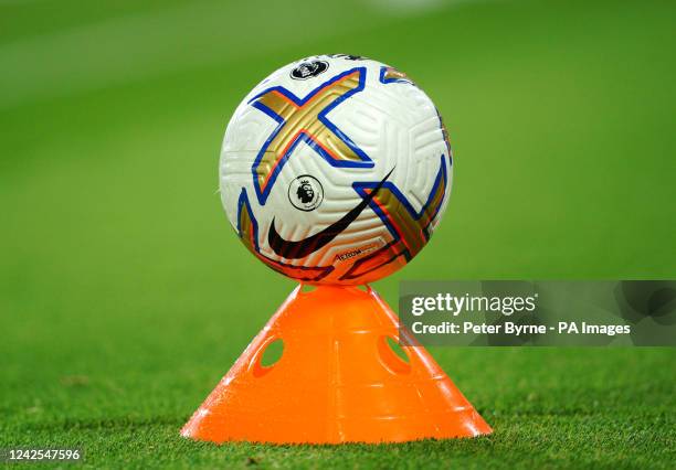 General view of a Nike match ball during the Premier League match at Anfield, Liverpool. Picture date: Monday August 15, 2022.