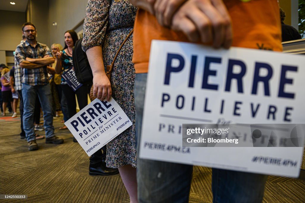Conservative Party Rally Attendees line up to meet Pierre Poilievre, Conservative Party leader ...