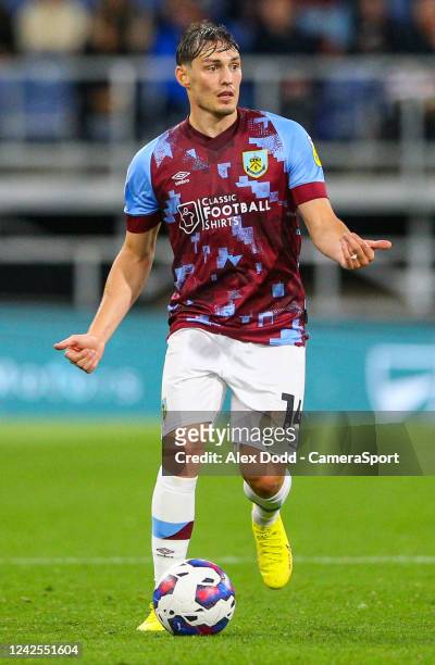 Burnley's Connor Roberts during the Sky Bet Championship between Burnley and Hull City at Turf Moor on August 16, 2022 in Burnley, United Kingdom.