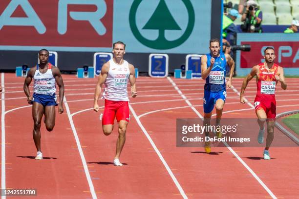 Thomas Jordier of France, Karol Zalewski of Poland, Edoardo Scotti of Italy, Inaki Canal of Spain at the 400 Meter Men during the Athletics...