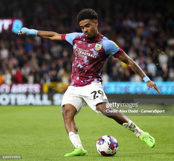 Burnley's Ian Maatsen during the Sky Bet Championship between Burnley and Hull City at Turf Moor on August 16, 2022 in Burnley, United Kingdom.