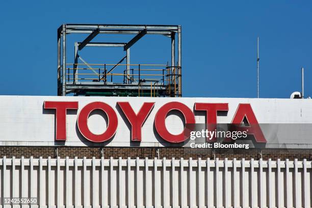Toyota Motor Corp. Logo outside the company's automobile manufacturing plant in Durban, South Africa, on Tuesday, Aug. 16, 2022. Floods earlier in...