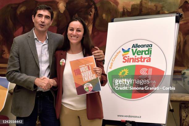 The national co-spokespersons of Europa Verde Eleonora Evi and Angelo Bonelli and the national secretary of "Sinistra Italiana" Nicola Fratoianni...