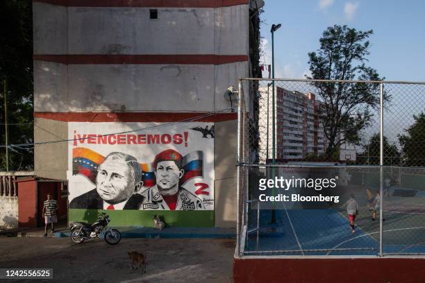 Mural of the late Venezuelan President Hugo Chavez with Russian President Vladimir Putin in the Catia Neighborhood of Caracas, Venezuela, on Tuesday,...