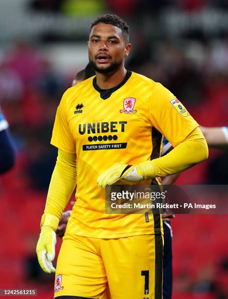 Middlesbrough goalkeeper Zack Steffen during the Sky Bet Championship match at the bet365 Stadium, Stoke. Picture date: Wednesday August 17, 2022.