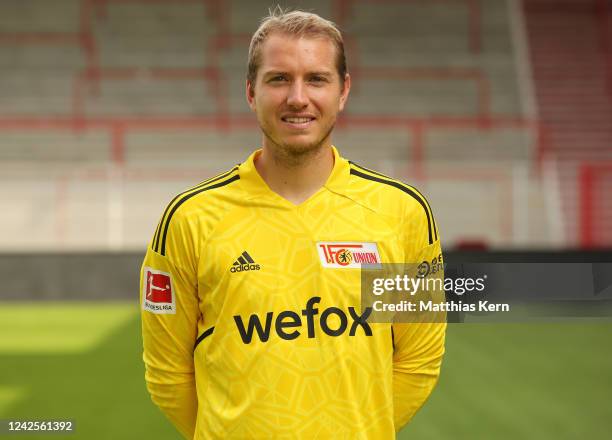 Jakob Busk poses during the team presentation of 1. FC Union Berlin at Stadion an der alten Foersterei on August 17, 2022 in Berlin, Germany.