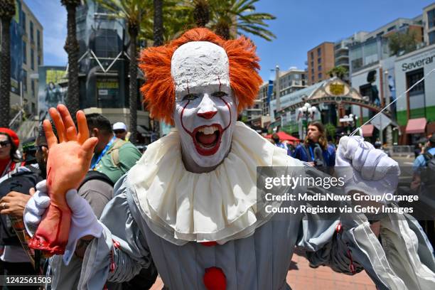 San Diego, CA Todd Schmidt, dressed as Pennywise, during the first day of Comic-Con in San Diego, CA, on July 21, 2022.