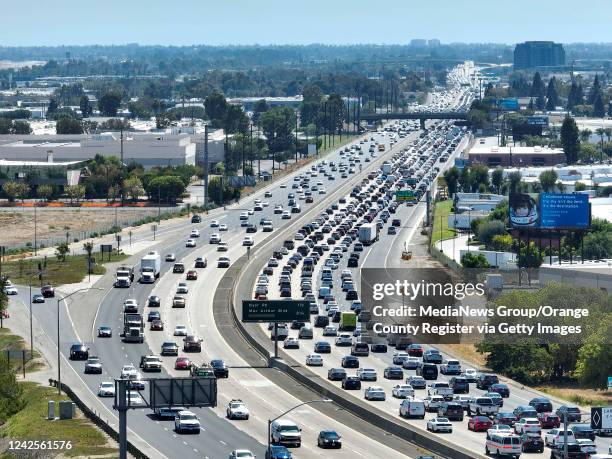 Santa Ana, CA The 55 Freeway heads south from the 5 Freeway in Santa Ana, CA, on Wednesday, July 27, 2022. Construction is set to beginning soon on...