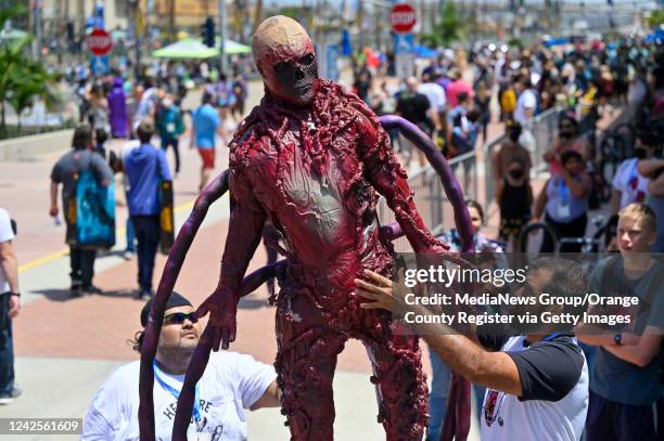 San Diego, CA Ivan Topete, left and Jose López set up their remote-controlled Vecna during the first day of Comic-Con in San Diego, CA, on July 21,...