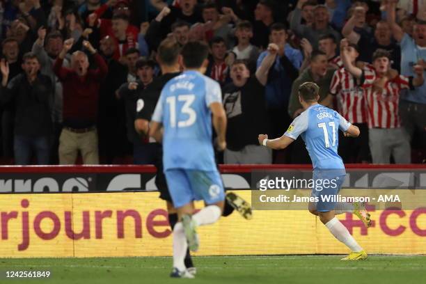 Lynden Gooch of Sunderland celebrates after scoring a goal to make it 2-1 during the Sky Bet Championship between Sheffield United and Sunderland at...
