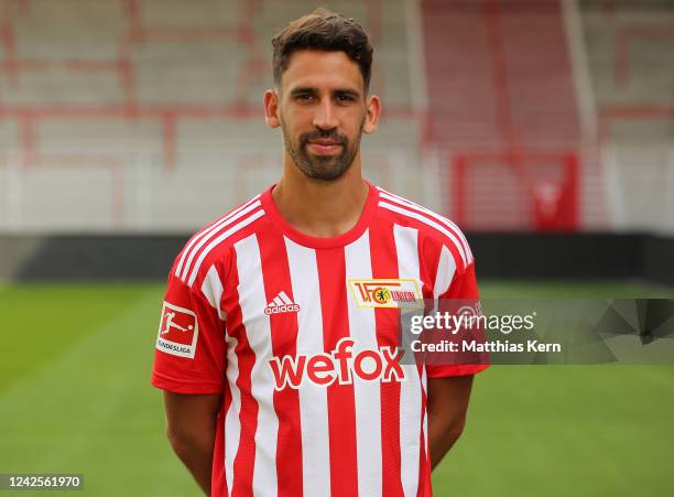 Rani Khedira poses during the team presentation of 1. FC Union Berlin at Stadion an der alten Foersterei on August 17, 2022 in Berlin, Germany.