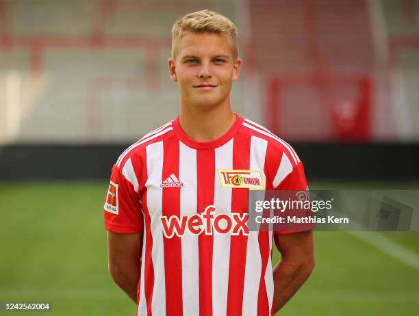 Andras Schaefer poses during the team presentation of 1. FC Union Berlin at Stadion an der alten Foersterei on August 17, 2022 in Berlin, Germany.