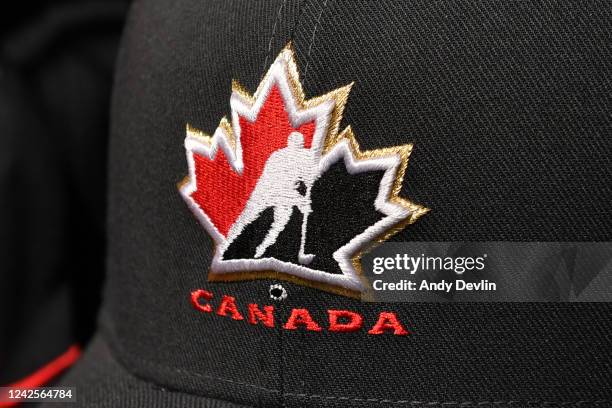 Generic photo of the Team Canada logo prior to the game between Canada and Switzerland in the IIHF World Junior Championship on August 17, 2022 at...