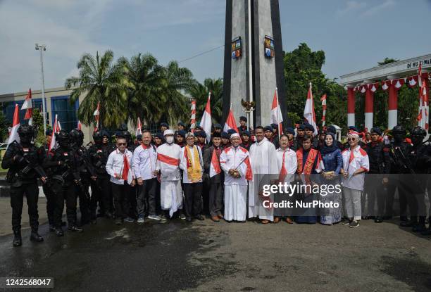 Number of religious leaders attended interfaith prayer to commemorate Indonesia's 77th Independence Day in Bogor, West Java, Indonesia, on August 17,...