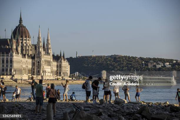 View of the River Danube following a drop in water level due to hot weather and low rainfall rate in Budapest, Hungary August 17, 2022.