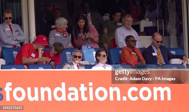 Gary Lineker and son Angus in the stands during day two of the first LV= Insurance Test match at Lord's, London. Picture date: Thursday August 18,...