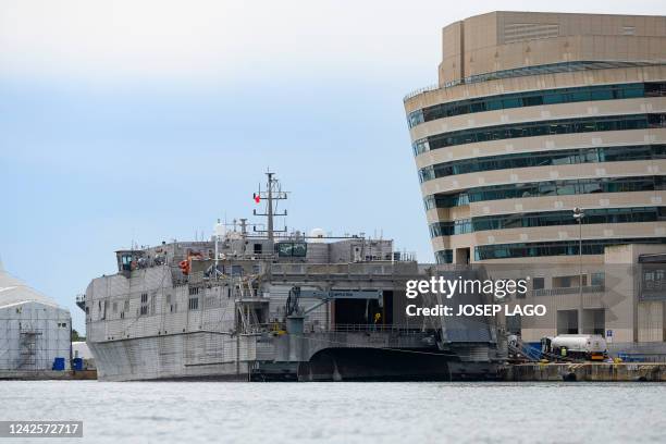 The aluminum catamaran USNS Carson City expeditionary fast transport, belonging to the Military Sealift Command of the United States Navy, is seen in...