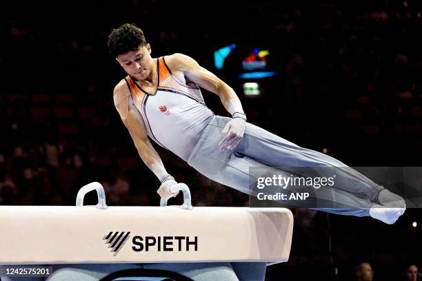 MUNCHEN - Jermain Gruenberg in action during qualifying men's gymnastics on the eighth day of the Multi-European Championship. The German city of Munich will host a combined European Championship of various sports in 2022. ANP IRIS VAN DEN BROEK (Photo by ANP via Getty Images) munchen jermain gruenberg action during qualifying