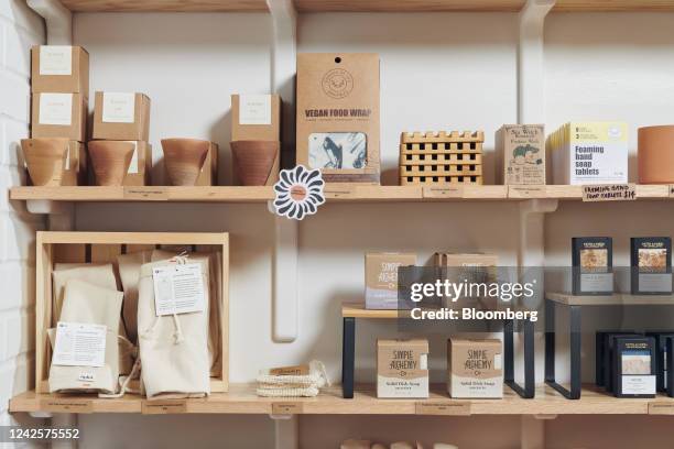 Home goods for sale at the Realm Refillery zero waste grocery store in Portland, Oregon, US, on Wednesday, Aug. 3, 2022. As more Americans find...
