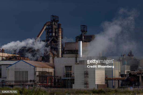 Emissions being released by chimneys at the steel plant, operated by Tata Steel Ltd., in Port Talbot, UK, on Wednesday, Aug. 17, 2022. Europe's heavy...