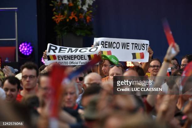 Fans of Remco Evenepoel attend the team presentation before the 2022 edition of the 'Vuelta a Espana', Tour of Spain cycling race in Utrecht, The...