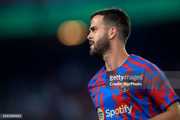 Miralem Pjanic Central Midfield of Barcelona and Bosnia-Herzegovina during the warm-up before the La Liga Santander match between FC Barcelona and...