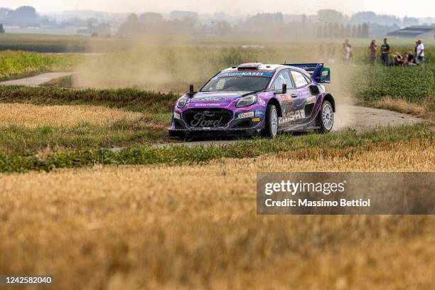 Gus Greensmith of Great Britain and Jonas Andersson of Sweden are competing with their M-Sport Ford WRT Ford Puma Rally1 Hybrid during Day One of the...