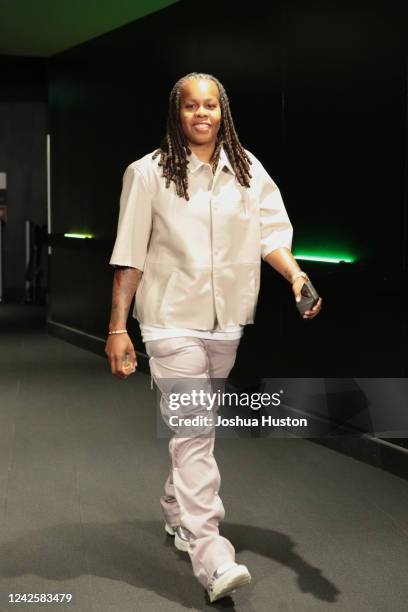 Epiphanny Prince of the Seattle Storm arrives to the arena before Round 1 Game 1 of the 2022 WNBA Playoffs on August 18, 2022 at the Climate Pledge...