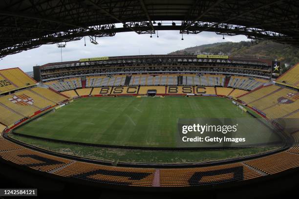 General view of the stadium ahead the final of Copa Conmebol Libertadores 2022 at Estadio Monumental Isidro Romero Carbo on August 18, 2022 in...