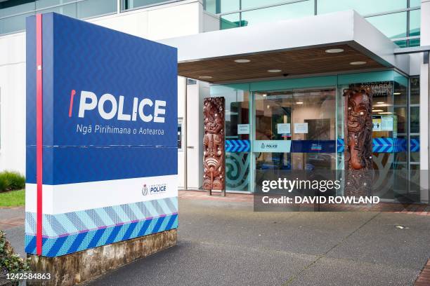 General view shows the Counties Manukau police station that is leading an investigation after human remains were found in suitcases bought at an...