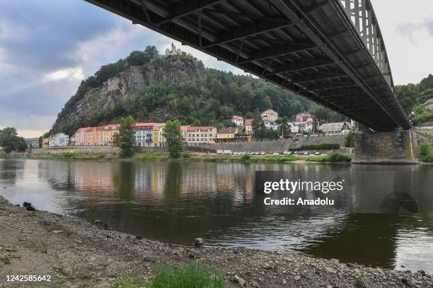 Lowered Elbe River levels due to extreme weather in Decin, Czech Republic on August 18, 2022.