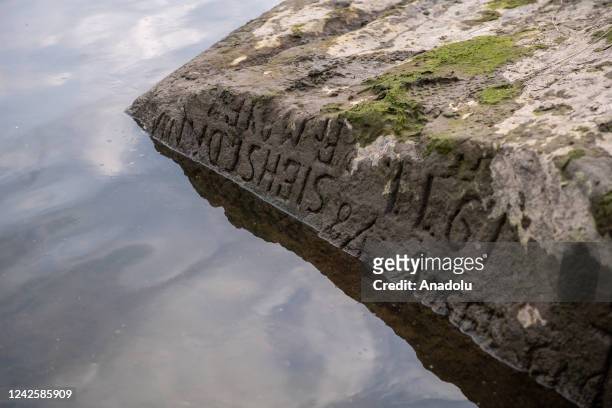 Prolonged drought lowered the level of the Elbe River so much that the so-called Hunger Stone, one of the oldest hydrological monuments in Central...